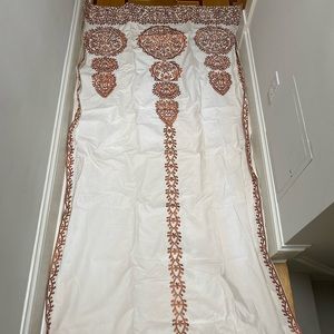 Anthropologie Marrakech Red Rust Embroidered Moroccan Curtain Panels PAIR 2 96"